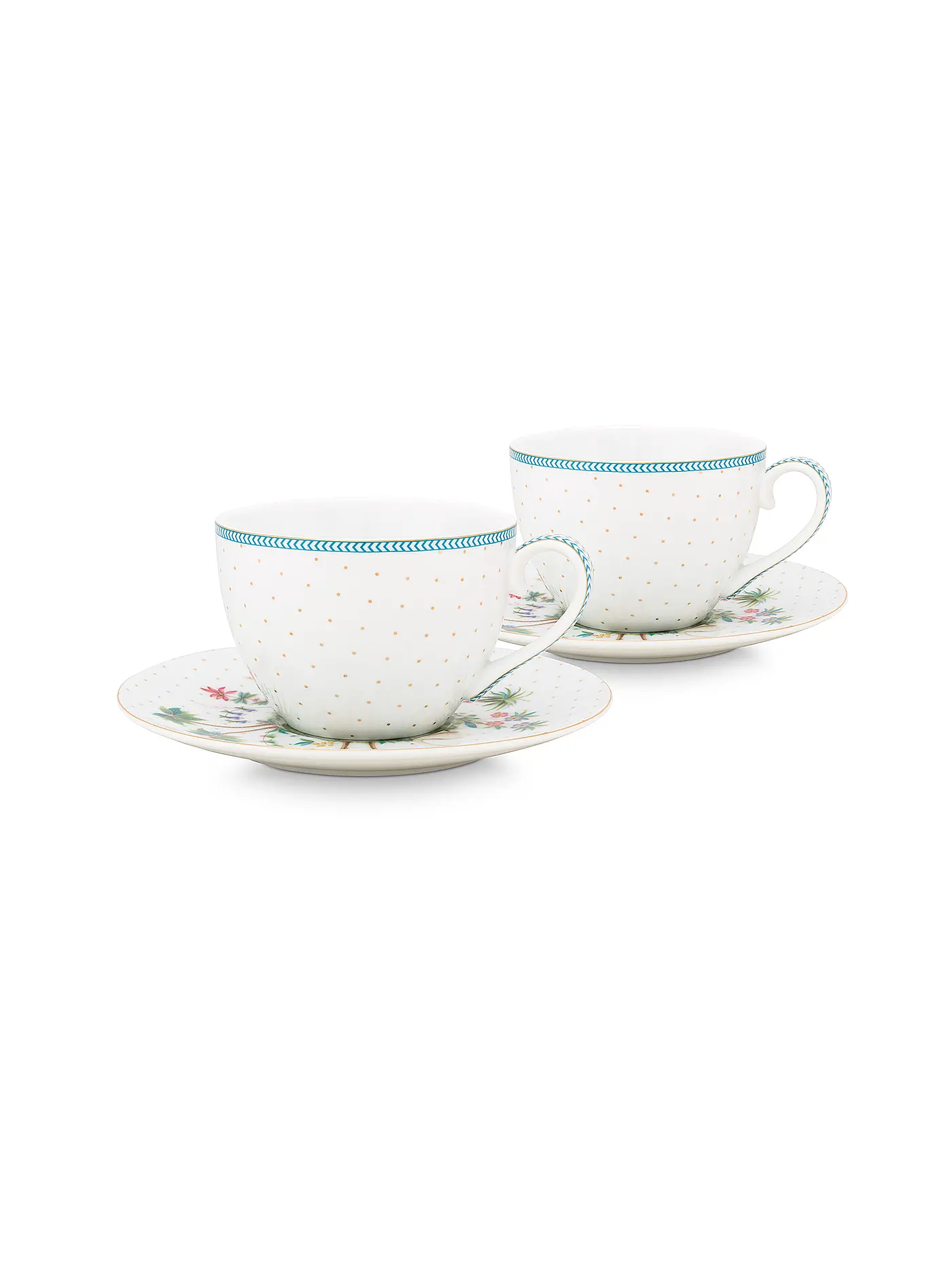 PIP STUDIO | Cappuccinotasse mit Untertasse 2er Set 280ml  Jolie Dots Gold | 